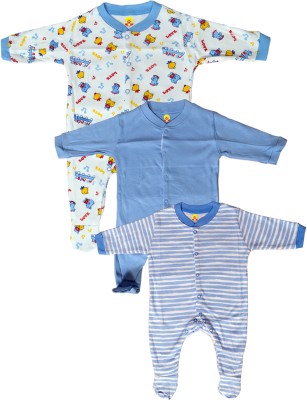 King Born Romper For Baby Boys & Baby Girls Casual Printed Cotton Blend(Multicolor, Pack of 3)