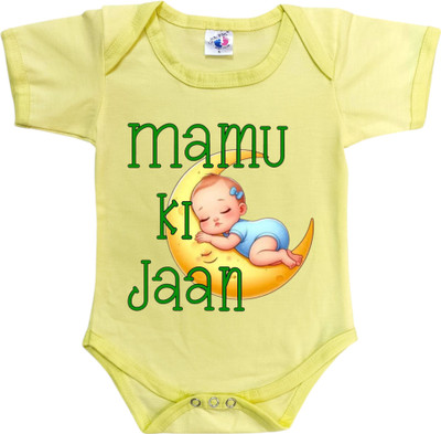 Cute Palls Romper For Baby Boys & Baby Girls Casual Graphic Print Cotton Blend(Yellow, Pack of 1)