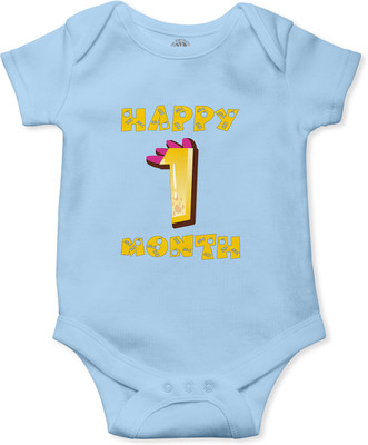 THE PRINT PLATTER Romper For Baby Boys & Baby Girls Graphic Print Pure Cotton(Light Blue, Pack of 1)