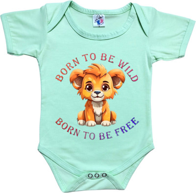 Cutie Pals Romper For Baby Boys & Baby Girls Casual Graphic Print Cotton Blend(Green, Pack of 1)