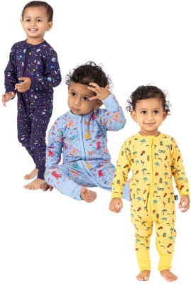 Lazytoon Romper For Baby Boys & Baby Girls Casual Printed Pure Cotton(Multicolor, Pack of 3)