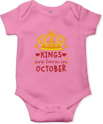 THE PRINT PLATTER Romper For Baby Boys & Baby Girls Graphic Print Pure Cotton(Pink, Pack of 1)