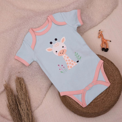 Tinihuggs Romper For Baby Boys & Baby Girls Animal Print Pure Cotton(Blue, Pack of 1)