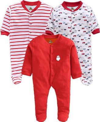 SMILEY APPU CLOTHING Romper For Baby Boys & Baby Girls Casual Printed Cotton Blend(Multicolor, Pack of 3)