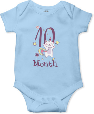 THE PRINT PLATTER Romper For Baby Boys & Baby Girls Printed Pure Cotton(Light Blue, Pack of 1)