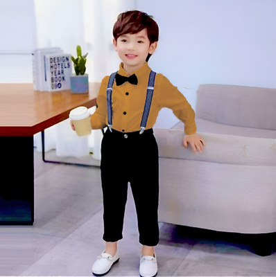 ZIKIGO Dungaree For Boys Party Solid Cotton Blend(Yellow, Pack of 1)