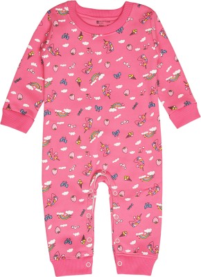 BodyCare Romper For Baby Girls Casual Printed Polyester(Pink, Pack of 1)