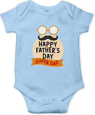 THE PRINT PLATTER Romper For Baby Boys & Baby Girls Printed Pure Cotton(Light Blue, Pack of 1)