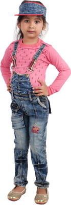 MUMMASCHOICE Dungaree For Baby Girls Casual Striped Polyester(Multicolor, Pack of 1)