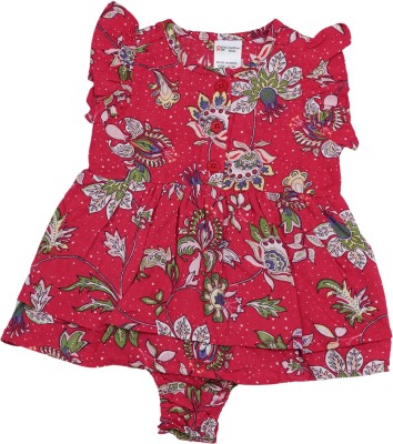 CREATIVE KID'S Romper For Baby Girls Casual Floral Print Pure Cotton(Red, Pack of 1)