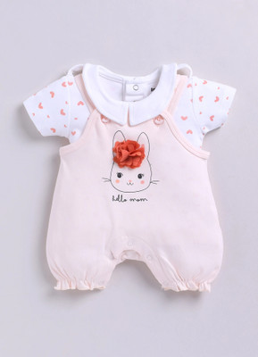 Smart Baby Dungaree For Baby Boys & Baby Girls Casual Applique Pure Cotton(Pink, Pack of 1)