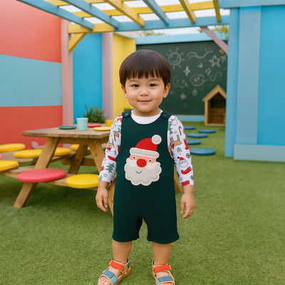 MINI KLUB Dungaree For Baby Boys Casual Applique Cotton Blend(Green, Pack of 1)