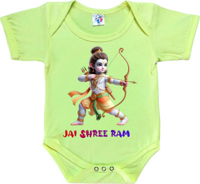 Cute Palls Romper For Baby Boys & Baby Girls Casual Graphic Print Cotton Blend(Green, Pack of 1)