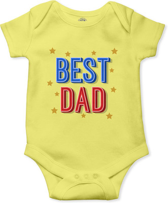 swaggers Romper For Baby Boys & Baby Girls Casual Graphic Print Cotton Blend(Yellow, Pack of 1)