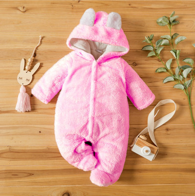 BRANDONN Romper For Baby Boys & Baby Girls Casual Solid Polyester(Pink, Pack of 1)