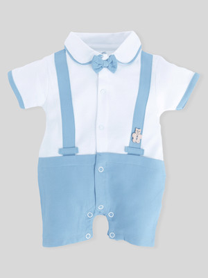 BabyGo Romper For Baby Boys Casual Printed Pure Cotton(Blue, Pack of 1)