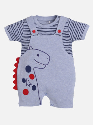 BabyGo Dungaree For Baby Boys Casual Printed Pure Cotton(Light Blue, Pack of 1)