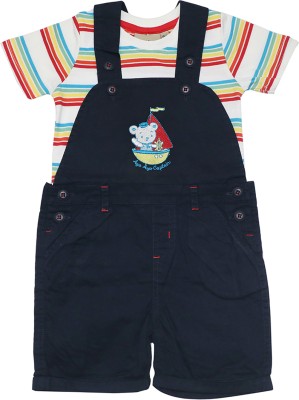 ChildKraft Dungaree For Boys Casual Solid Pure Cotton(Dark Blue, Pack of 1)