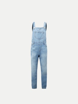 radprix Dungaree For Girls Casual Printed Denim(Light Blue, Pack of 1)