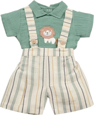 Pompidou Romper For Baby Boys Casual Printed Pure Cotton(Green, Pack of 1)