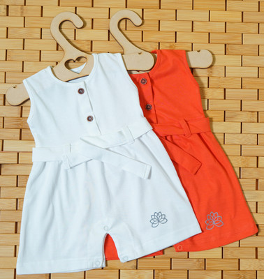 THE MAPLES FASHION Romper For Baby Girls Casual Solid Hosiery(Multicolor, Pack of 2)