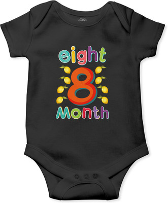 THE PRINT PLATTER Romper For Baby Boys & Baby Girls Printed Pure Cotton(Black, Pack of 1)