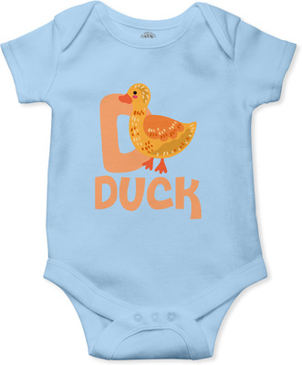 THE PRINT PLATTER Romper For Baby Boys & Baby Girls Graphic Print Pure Cotton(Light Blue, Pack of 1)