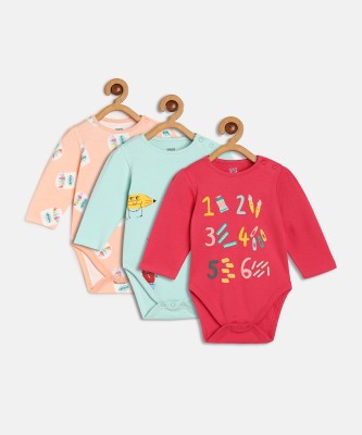 MINI KLUB Romper For Baby Girls Casual Printed Cotton Blend(Multicolor, Pack of 3)