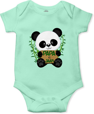 swaggers Romper For Baby Boys & Baby Girls Casual Graphic Print Cotton Blend(Light Green, Pack of 1)