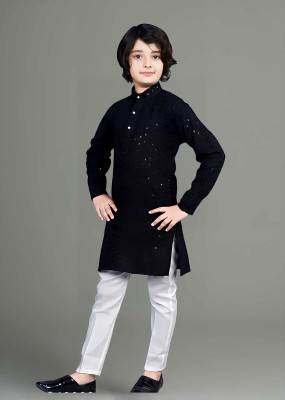 THE LALCOLLECTION KIDSWEAR Boys Festive & Party Kurta and Pyjama Set(Black Pack of 1)