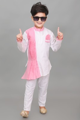 AARAV CREATION Boys Festive & Party Kurta and Pyjama Set(Pink Pack of 1)