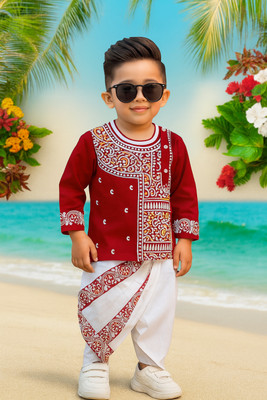 ELAN FASHION Baby Boys Festive & Party Kurta and Dhoti Pant Set(Red Pack of 1)