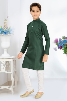 vuriq Boys Festive & Party Kurta and Pyjama Set(Green Pack of 1)