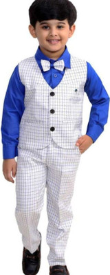 SSJ FASHION Boys Festive & Party, Wedding Shirt, Waistcoat and Pant Set(White Pack of 1)