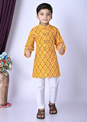 sahil collection Boys Festive & Party Kurta and Dhoti Pant Set(Yellow Pack of 1)