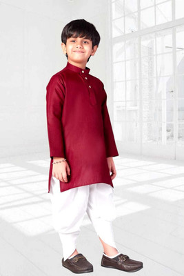 VALAKI Boys Festive & Party, Wedding Dhoti & Kurta Set(Maroon Pack of 1)