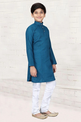 SHREEJI ENTERPRISE Boys Wedding Kurta and Pyjama Set(Blue Pack of 1)