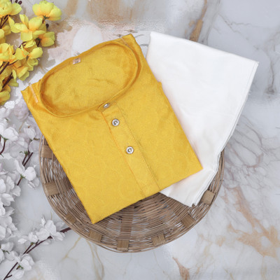 Brofun Boys Festive & Party, Wedding Kurta and Pyjama Set(Yellow Pack of 1)