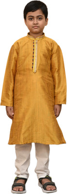 MANNYATA Boys Festive & Party Kurta and Pyjama Set(Beige Pack of 1)
