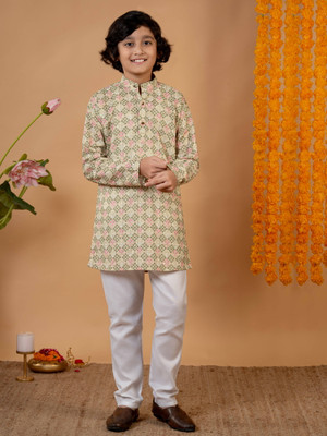 BT DEZINES Boys Festive & Party Kurta and Pyjama Set(Green Pack of 1)