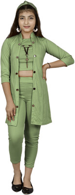 MYKUKI Girls Festive & Party Blazer and Pant Set(Light Green Pack of 1)