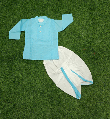 SR LASKAR GARMENTS Baby Boys Festive & Party Kurta and Pyjama Set(Blue Pack of 1)