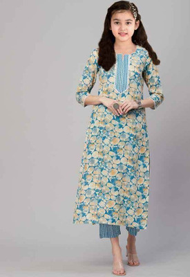 ROSMEAN Girls Formal Kurta and Trouser Set(Light Blue Pack of 1)