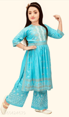 ITCollection Girls Festive & Party Kurta and Patiala Set(Green Pack of 1)