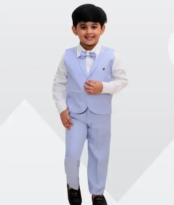 SAURAHANCHAL TRADERS Boys Festive & Party Shirt, Waistcoat and Pant Set(Light Blue Pack of 1)