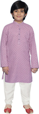 SG YUVRAJ Boys Festive & Party Kurta and Pyjama Set(Purple Pack of 1)