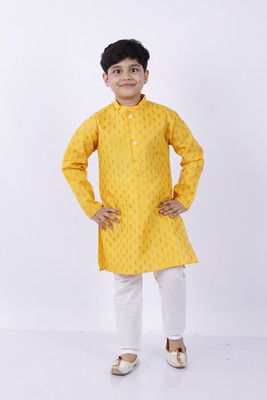 new gen Boys Casual Kurta and Pyjama Set(Yellow Pack of 1)