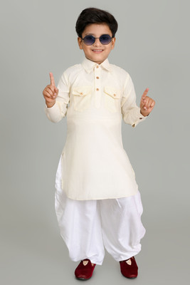 Royall Collection Boys Festive & Party Kurta and Dhoti Pant Set(White Pack of 1)