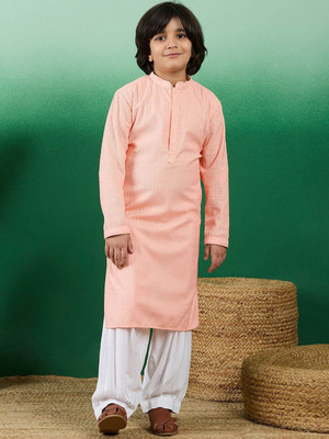 Sangria Boys Festive & Party Kurta and Patiala Set(Pink Pack of 1)