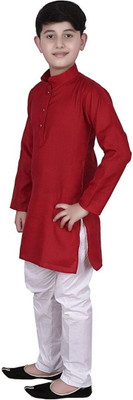 VDC CREATIONS Baby Boys Festive & Party Kurta and Pyjama Set(Maroon Pack of 1)